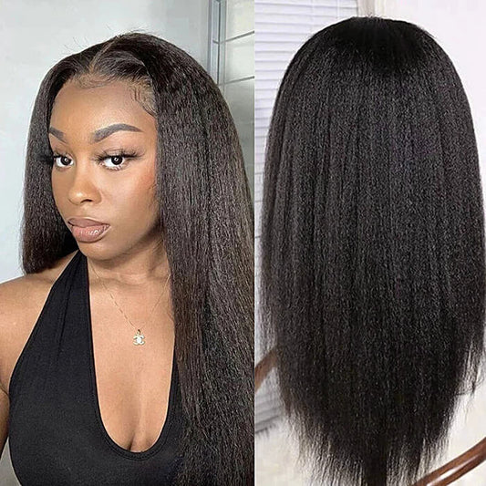 Our Yaki Kinky Straight wigs feature a natural-looking hairline and a comfortable fit